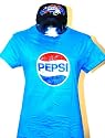 Pepsi 1980s Logo Women's Blue Vintage T-shirt & Black Baseball Hat Combination Pack