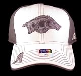 Arkansas Razorbacks NCAA Adidas White & Charcoal OSFA Flex Fitted Hat