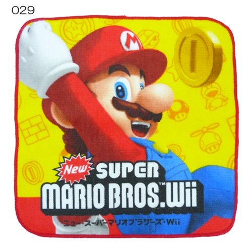 スーパーマリオブラザーズWii◎ミニタオル【029（イエロー）】☆ゲームキャラクターグッズ（ハンカチ）通販☆【Made in Japan】　
