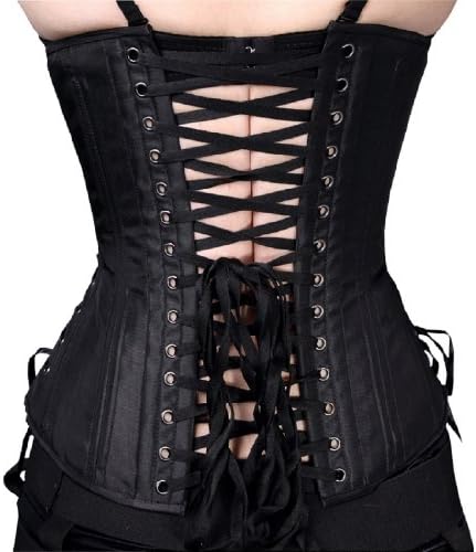 Black Iris Plus Size Long Cut Matte Satin Steel Boned Underbust Tightlacing Corset 38 Black And Storage Bag