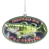 Seasons of Cannon Falls Hand Blown Glass Hooked On Fishing Christmas Ornament #973103