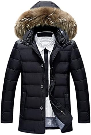 Geval Men's Big Fur Hood Down Jacket(Black,S)