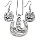 Soulbreezecollection Horseshoe Horse Shoe Cowboy Boots Pendant Necklace & Earrings 2-piece Set Fashion Jewelry