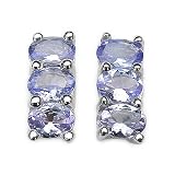 1.00 Carat Genuine Tanzanite Silver Earrings