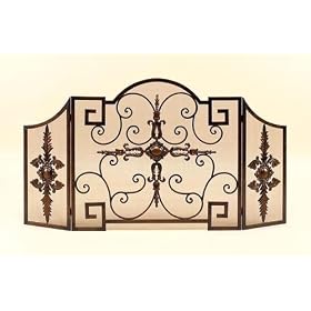 57.5" Wide Extraordinary Stylish METAL FIREPLACE FIRE SCREEN on Mesh Screen