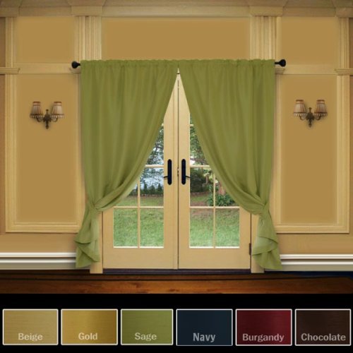 Energy Saving Beautiful DUPIONI Insulated Blackout 84L Curtain Set -SAGE