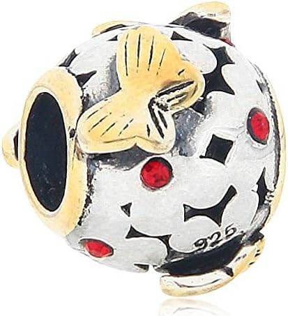 Authentic 925 Sterling Silver Butterfly Charm Red Garnet Crystal Bead Fit Pandora Charms
