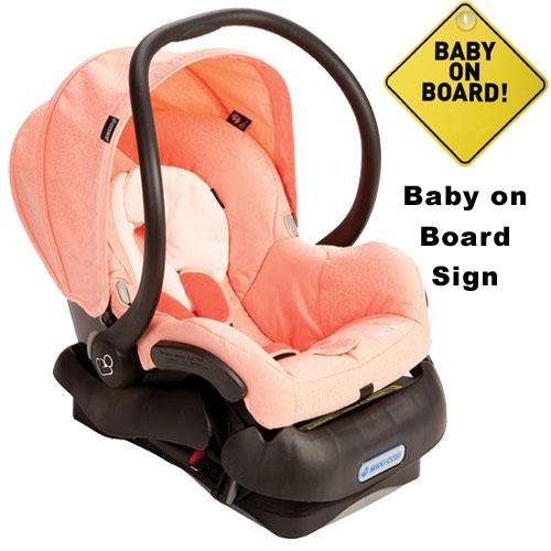 Maxi-Cosi IC099BIP Mico Infant Car Seat w Baby on Board Sign - Leopard Pink