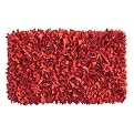 Leather Shaggy Rug Collection - Red