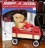 Radio Flyer Christmas Collection Bear on Wood Wagon Table Top Ornament