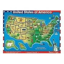 Melissa & Doug Deluxe Wooden USA Map Sound Puzzle