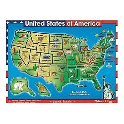 Melissa & Doug Deluxe Wooden USA Map Sound Puzzle