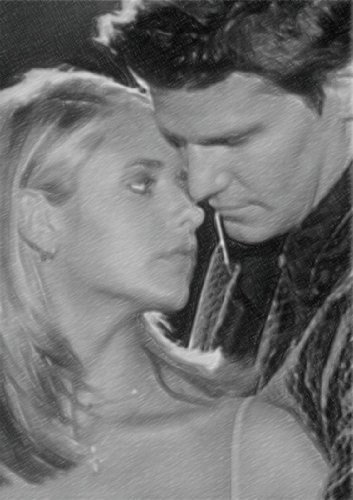 boreanaz david gellar michelle sarah. SARAH MICHELLE GELLAR amp; DAVID BOREANAZ - Original Art Print (A4 - Signed by the Artist) #js002