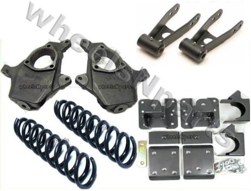 2007-13 Chevy Silverado 1500 V6 Drop Kit 3" Front &amp; 4" Rear Spindles Springs Shackles Flip