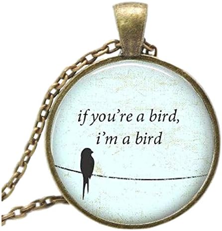 Lovely "If You're A Bird, I'm A Bird" Cabochon Necklace