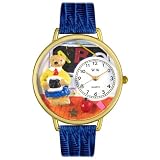 Whimsical Watches Unisex G0230007 Teacher Teddy Bear Royal Blue Leather Watch