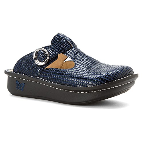 blue clogs and mules