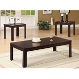 3pc Coffee Table and End Table Set in Dark Walnut Finish by 