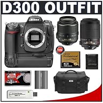 Nikon D300 Digital SLR Camera with Nikon 18-55mm AF-S DX VR Lens + Nikon 55-200mm AF-S DX VR Lens + MB-D10 Battery Grip + 4GB Card + EN-EL3e Battery + Case + Cameta Bonus Accessory Kit