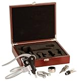 Rosewood Finish 5 Piece Wine Gift Set