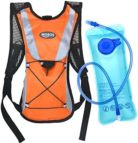 MOSOS Cycling Hydration Pack Water Backpack Hiking Climbing Pouch with 2L Hydration Bladder-Orange