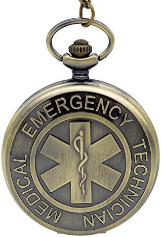 Antique Style Bronze Quartz Emergency Medical Technician Sewing Pocket Watch