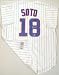 Geovany Soto Autographed/Hand Signed Chicago Cubs White Pinstripe Majestic Replica Jersey
