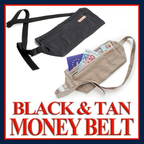 Rick Steves Silk Money Belt Black Tan New Travel Waist Money Id Security Pouch !