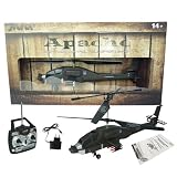 NEW 38CM RTF 153CH 9807 Apache Military RC Metal Electric Helicopter GYRO Led light Big Toy Gift Army Green
