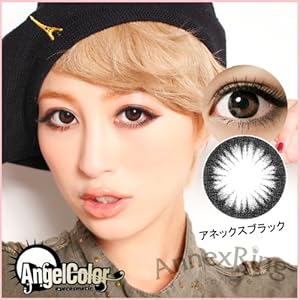 【クリックで詳細表示】エンジェルカラー Annexブラック 度なしカラコン(2枚入り)モデル山本優希イメージガール