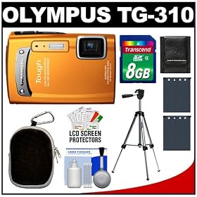 Click here to buy Olympus Tough TG-310 Shock & Waterproof Digital Camera (Orange) with 8GB Card + (2)... by Olympus.
