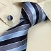 S2068 NEW Designer Hand Made Blue Neck Tie Cufflinks Navy Stripes Ties for Men Jacqua...