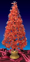 6' Pre-Lit Color Changing Fiber Optic Red Poinsettia Christmas Tree