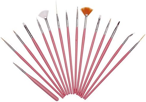 MyGal Nail Art 15 PCS PINK Finger Draw Painting Brushes Decoration Tool Kit