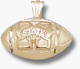 Mississippi State Bulldogs M State Football Pendant - 14KT Gold Jewelry