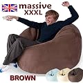HUGE BROWN MEGA SIZE BEAN BAG 16CUFT BEANBAG GAMING CHAIR FAUX SUEDE