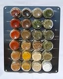 Organic Spice Kit (24 Magnetic ROUND Jars FILLED with Everyday Organic and Ethical Spices). INCLUDES METAL PLATE. (18/10 Steel)