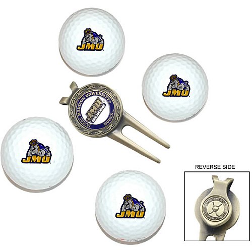 James Madison Dukes Pack Of 4 Golf Balls And Divet Tool Gift Set From Team Golf