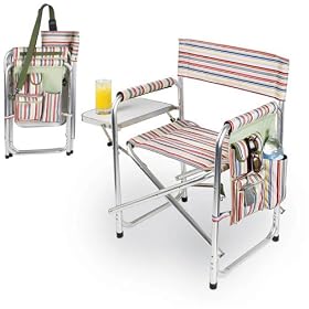 Picnic Time Sports Chair Riviera Aluminum Chair w  Fold-Out Table, Ins. Drink Holder, And... from Folding Aluminum Furniture