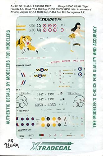 Xtradecal 1:72 R.I.A.T. Fairford 1997 Mirage 2000C CEAM Tiger #XO49-72*
