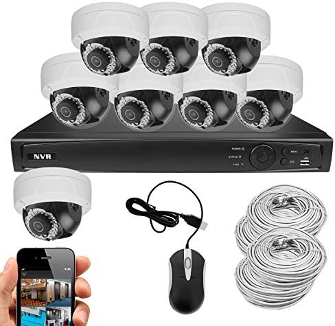 Best Vision 8 4MP Dome IP Camera Security System Including 16 Channel 1080p NVR with 4TB HDD and Built-in PoE, Hikvision OEM Camera and NVR