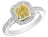 Fancy Canary Yellow Diamond Engagement Ring 1.5 Carat (ctw) in 18K White Gold