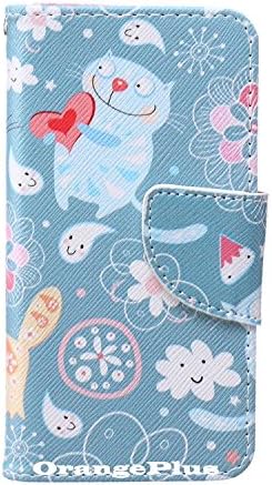 iPod Touch 6th / 5th generation Case, OrangePlus ® Apple iPod Touch 6th Gen Wallet Case, [Stand Feature] PU Leather Wallet Case Flip Cover with Card Holder for For Apple iPod Touch 6 (Cat Aqua)