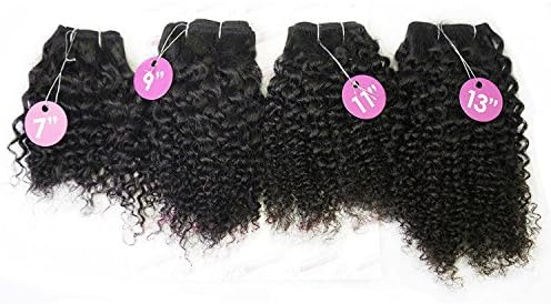 Luxury Elegance brazilain human hair carribbean wave 4pcs a set 7inch 9inch 11inch 13inch dark Color 1B Human Hair Extension