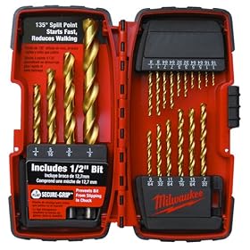 Milwaukee 48-89-1105 20 Piece 1 16-Inch to 1 2-Inch Titanium Coated Twist Drill Bit... by Milwaukee