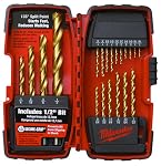 Milwaukee 48-89-1105 1/16-to-1/2-Inch Titanium-Coated Twist Drill Bit Assortment in Plastic Index, 20-Piece