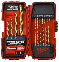 Milwaukee 48-89-1105 20-Piece 1/16-Inch to 1/2-Inch Titanium Coated Twist Drill Bit Assortment in Plastic Index