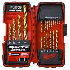 Milwaukee 48-89-1105 1/16-to-1/2-Inch Titanium-Coated Twist Drill Bit Assortment in Plastic Index, 20-Piece