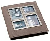 Kitchen & Housewares : Umbra Horizon Metal and Suede Photo Album Holds 104 4" x 6" Photos- Nickel & Mushroom