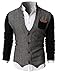 H2H Mens Herringbone Cardigan Sweater of Knitted Sleeves Black US XL/Asia XXL (KMOSWL015)
